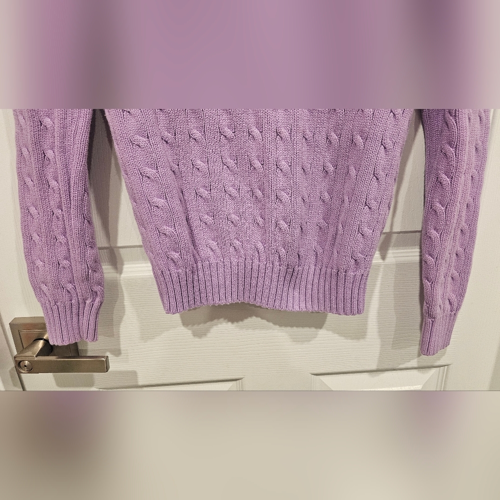 Ralph Lauren Sport Women's Lavender V-Neck Sweater 100% Cotton Size-M - Picture 11 of 11